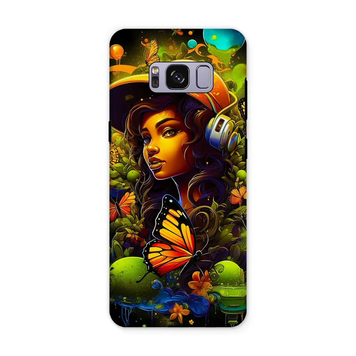 Urban Girl Neon Butterfly Headphone Pop Tough Phone Case - D'Sare