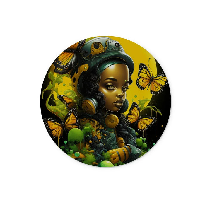 Afrofuturistic Girl with Butterflies Glass Chopping Board