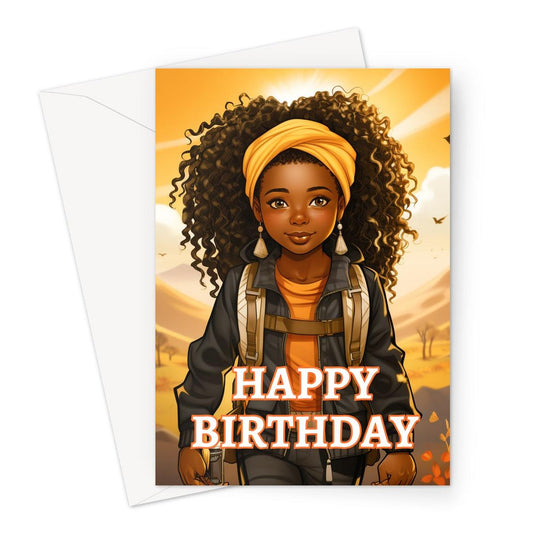 MelanatedME Children's Ethnic Card: African American Black Girl Birthday Bliss Greeting Card by D'Sare - D'Sare 