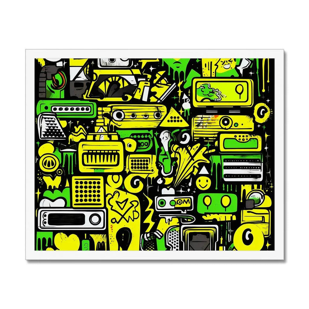 Graffiti Green and Yellow Abstract: A Dive into Vibrant Urban Art Budget Framed Poster - D'Sare 