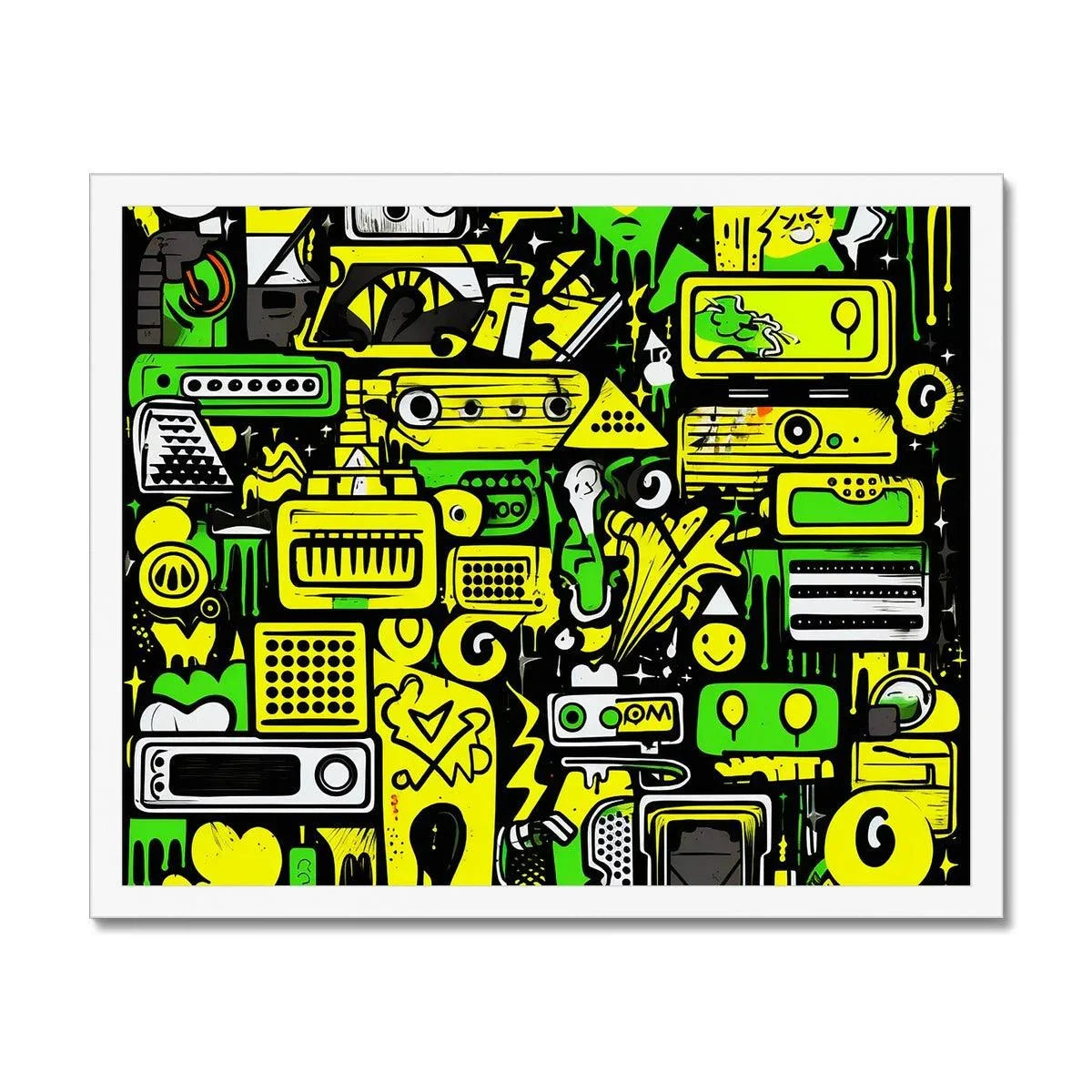 Graffiti Green and Yellow Abstract: A Dive into Vibrant Urban Art Budget Framed Poster - D'Sare 