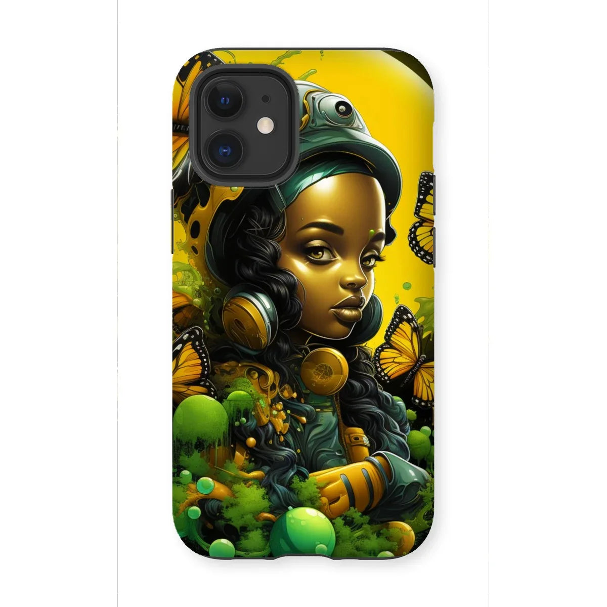 Monarch Butterfly Urban Fantasy Art Print - Afrofuturistic Girl with Butterflies Tough Phone Case - D'Sare