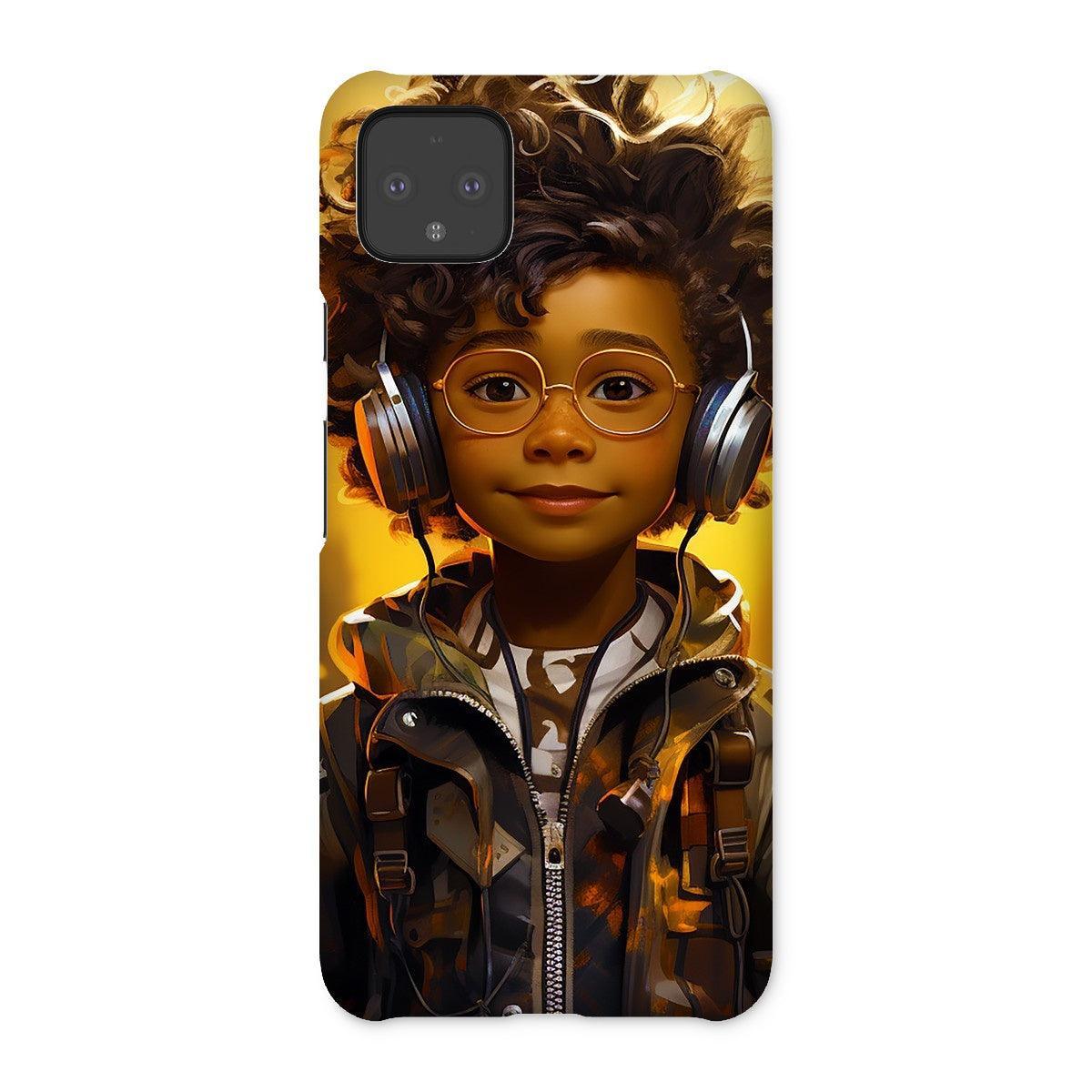 Little Boy Dino Dream Earphone: MelanatedMe Adventures by D'Sare Snap Phone Case - D'Sare 