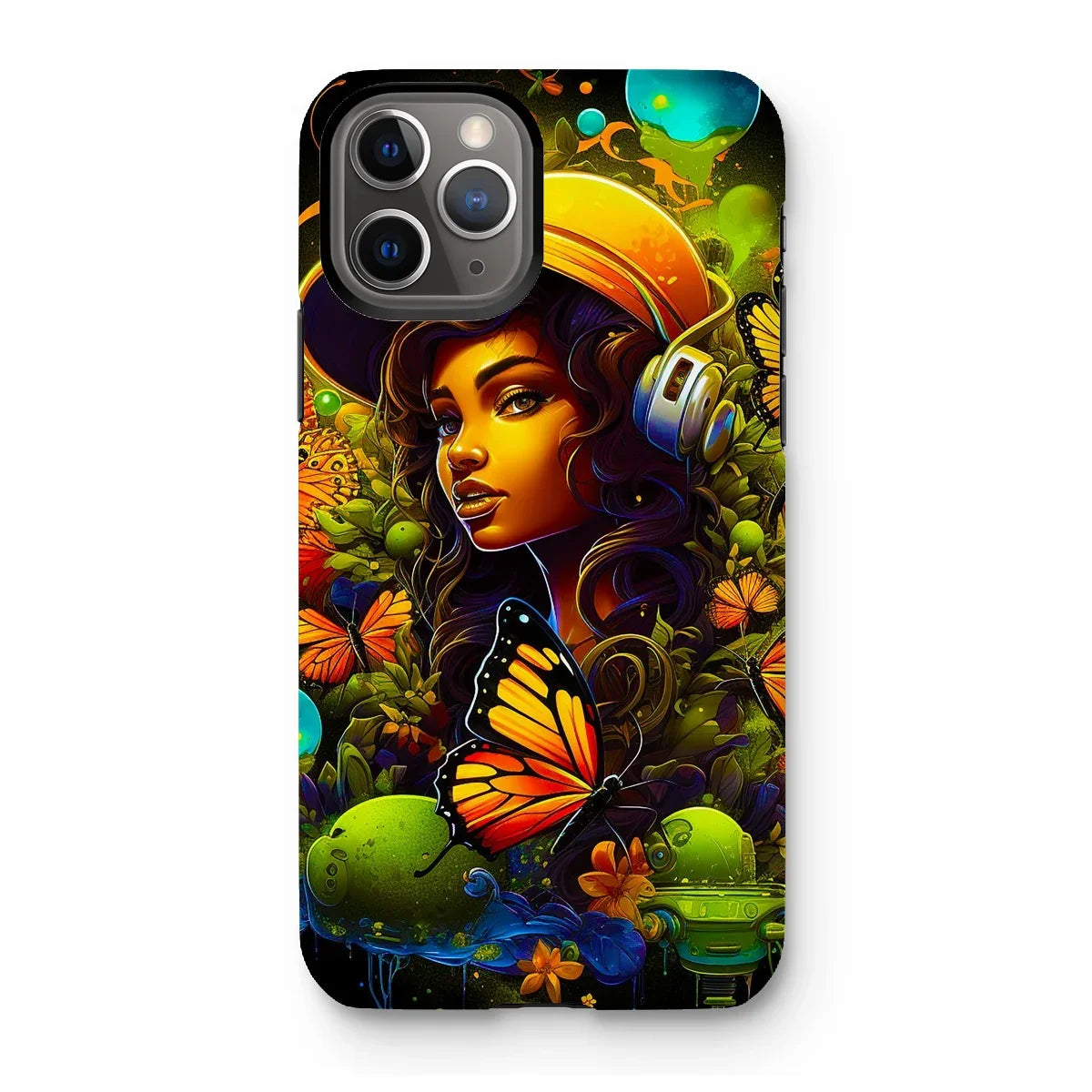 Urban Girl Neon Butterfly Headphone Pop Tough Phone Case - D'Sare