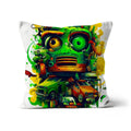 Graffiti Odyssey Surreal Urban Jungle Car Junk Yard Cushion by D'Sare