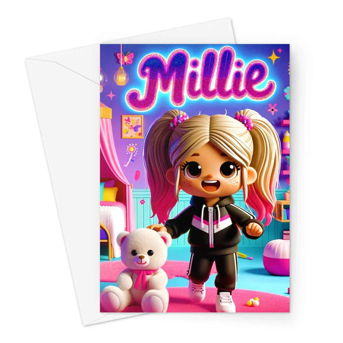 Happy Birthday Pink Grafitti Card Greeting Card - D'Sare