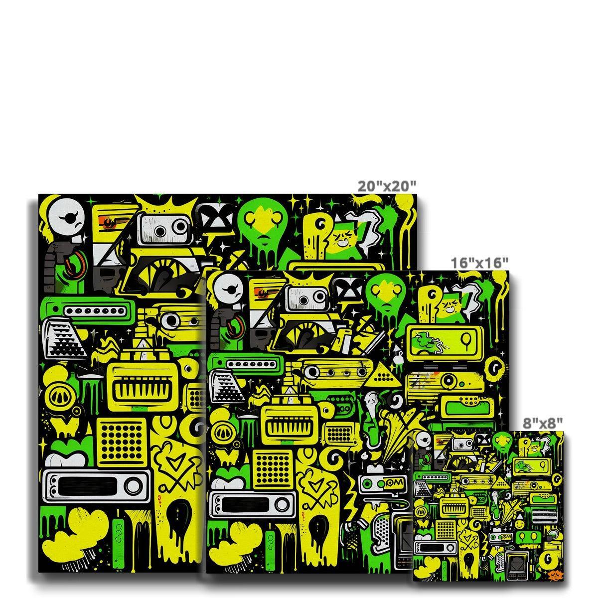 Graffiti Green and Yellow Abstract: A Dive into Vibrant Urban Art Eco Canvas - D'Sare 