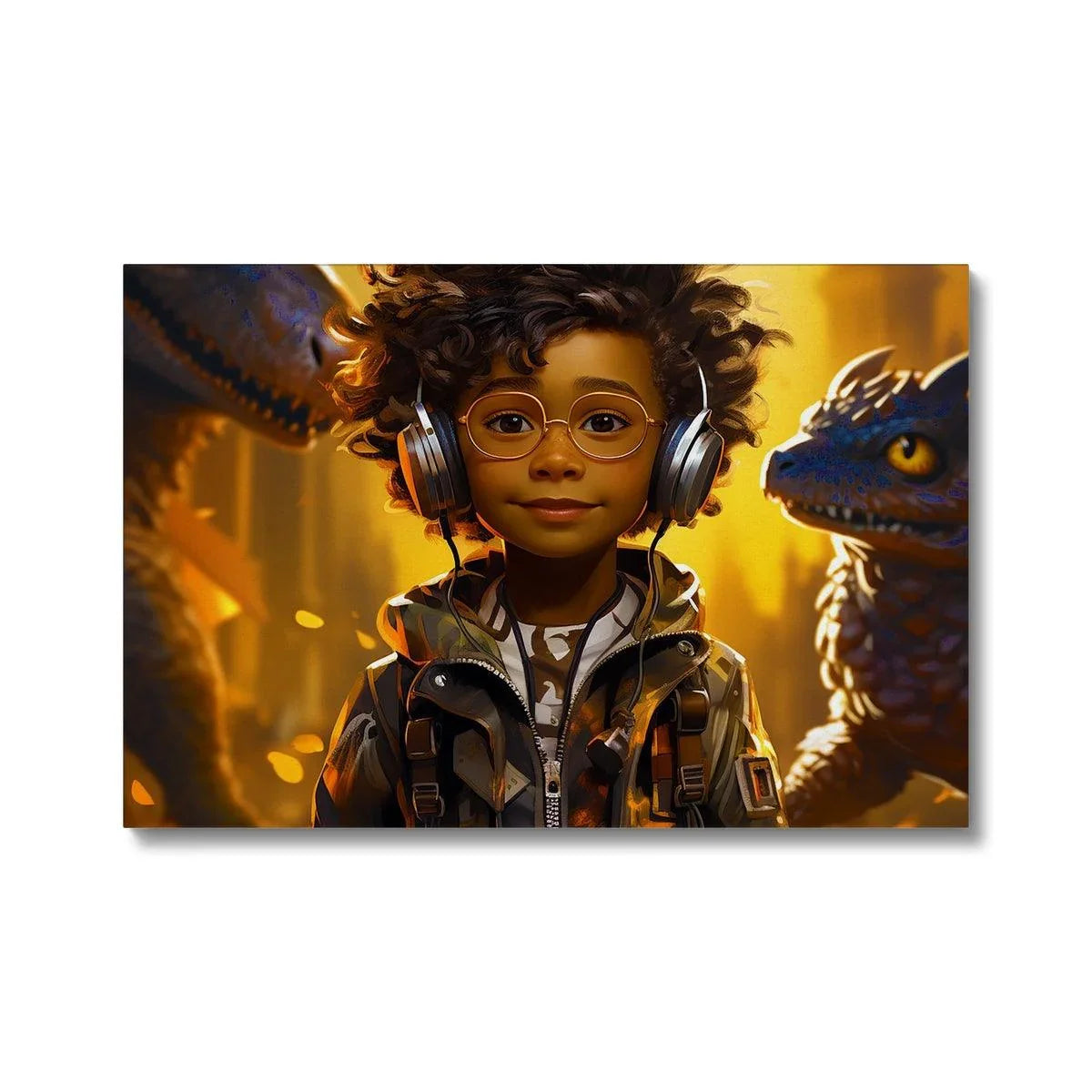 Little Boy Dino Dream Earphone: MelanatedMe Adventures by D'Sare Eco Canvas - D'Sare 