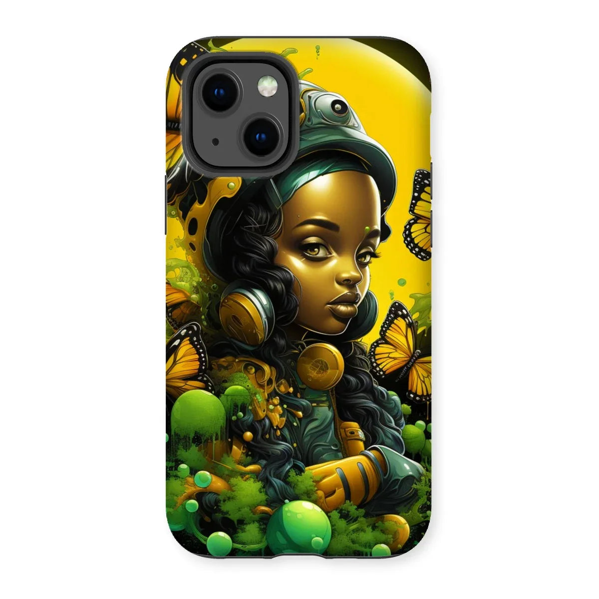 Monarch Butterfly Urban Fantasy Art Print - Afrofuturistic Girl with Butterflies Tough Phone Case - D'Sare
