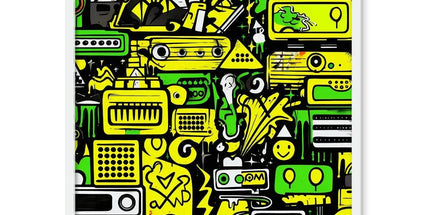 Graffiti Green and Yellow Abstract: A Dive into Vibrant Urban Art Framed Photo Tile by Prodigi
