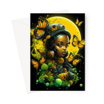 Monarch Butterfly Urban Fantasy Art Print - Afrofuturistic Girl with Butterflies Greeting Card