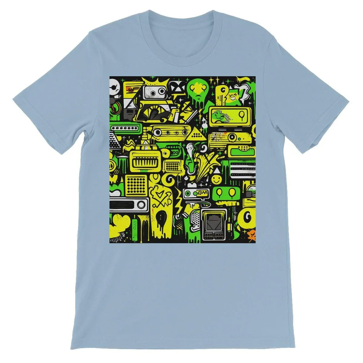 Graffiti Green and Yellow Abstract: A Dive into Vibrant Urban Art Unisex Short Sleeve T-Shirt - D'Sare 