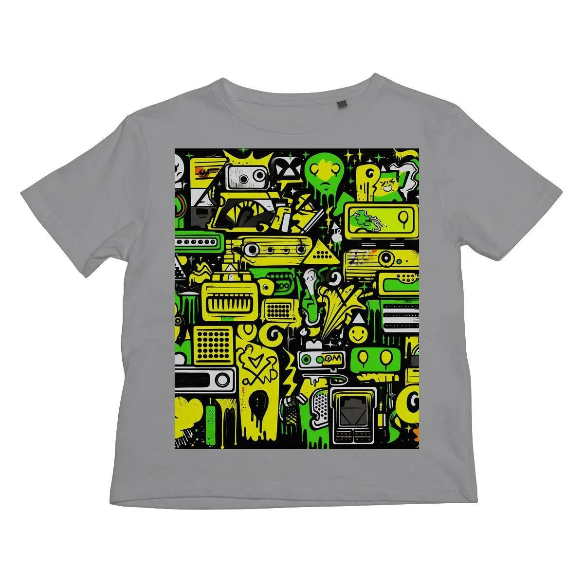 Graffiti Green and Yellow Abstract: A Dive into Vibrant Urban Art Kids T-Shirt - D'Sare 