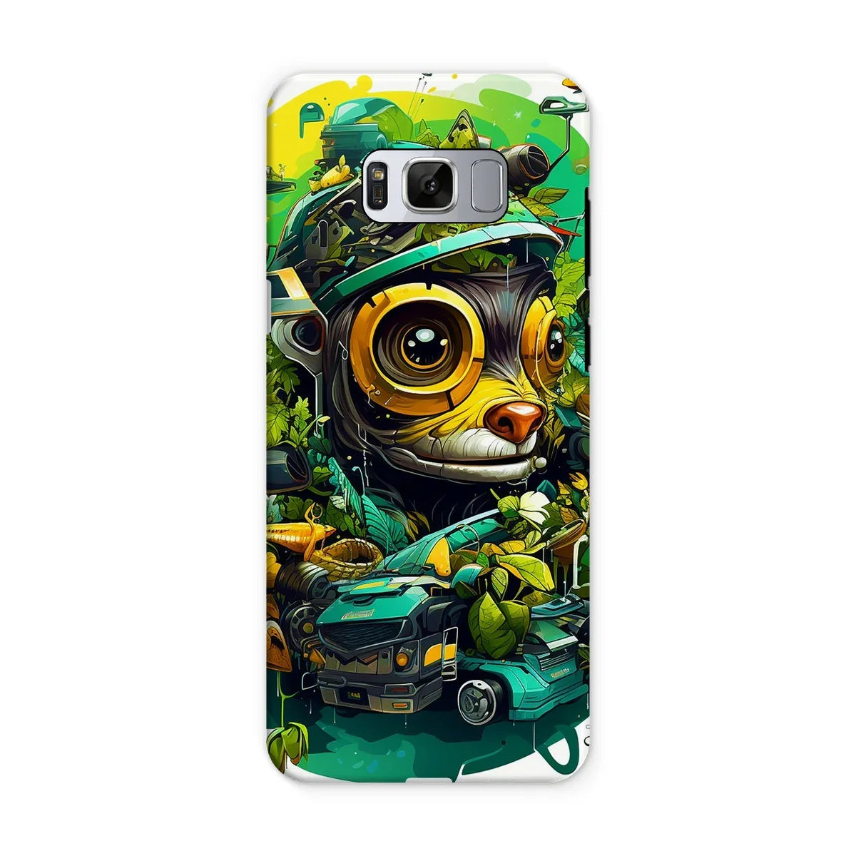 Nature's Resilience: Surreal Auto-Forest Artwork - Whimsical Raccoon and Greenery Infused Car  Tough Phone Case - D'Sare