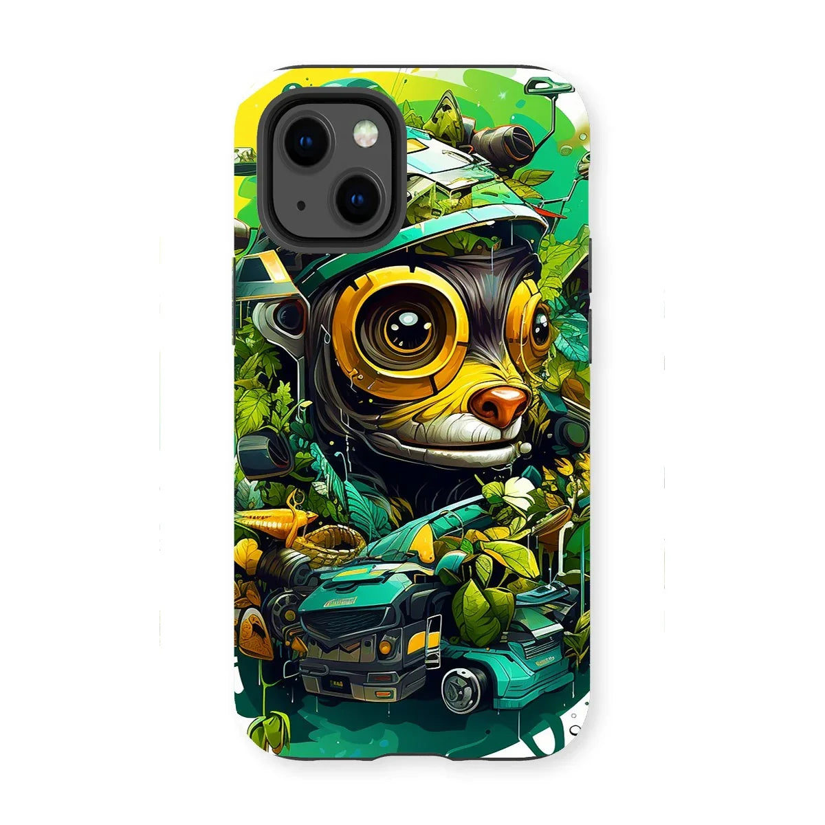 Nature's Resilience: Surreal Auto-Forest Artwork - Whimsical Raccoon and Greenery Infused Car  Tough Phone Case - D'Sare