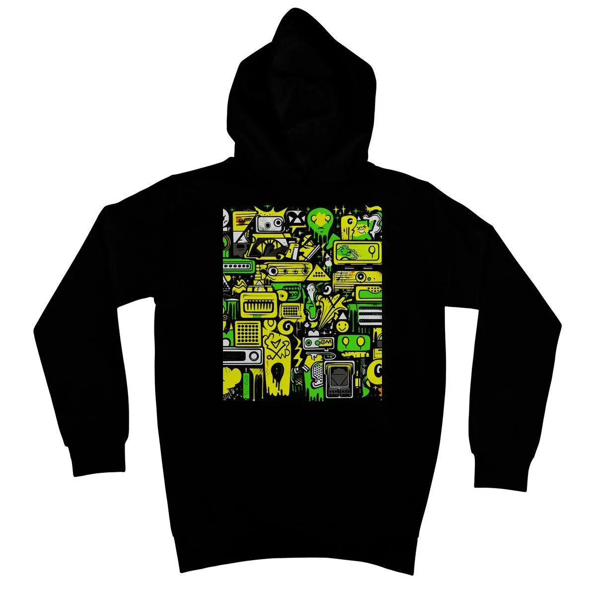 Graffiti Green and Yellow Abstract: A Dive into Vibrant Urban Art Kids Hoodie - D'Sare 