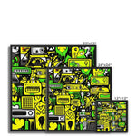 Graffiti Green and Yellow Abstract: A Dive into Vibrant Urban Art Framed Canvas - D'Sare 