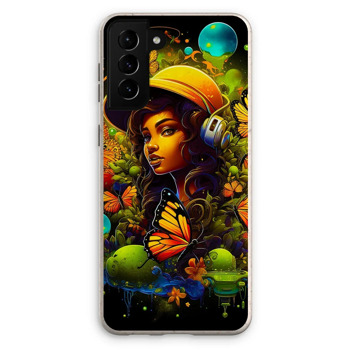 Urban Girl Neon Butterfly Headphone Pop Eco Phone Case - D'Sare