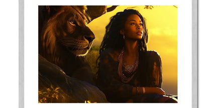 Empress Divine: The Black Feminine & Lion of Judah Legacy Antique Framed & Mounted Print by Prodigi