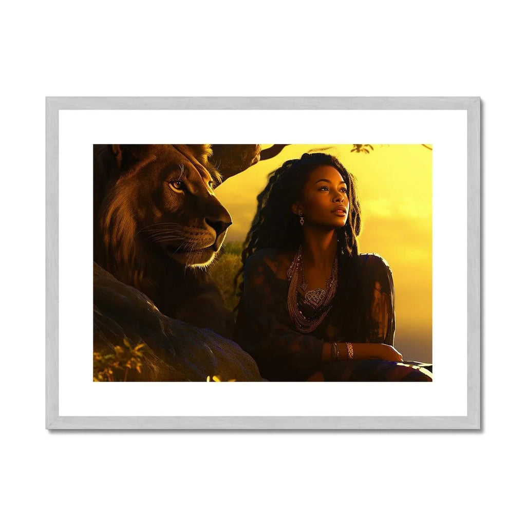 Empress Divine: The Black Feminine & Lion of Judah Legacy Antique Framed & Mounted Print - D'Sare 
