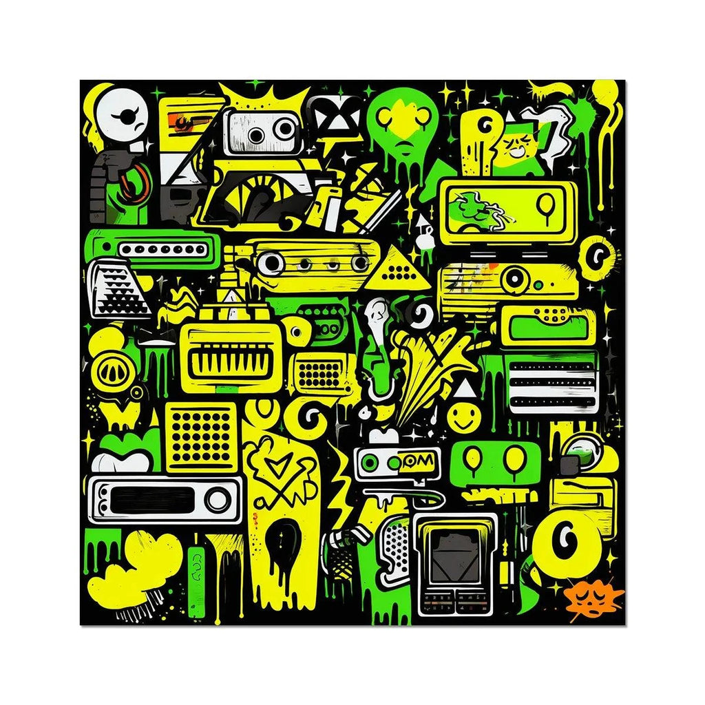 Graffiti Green and Yellow Abstract: A Dive into Vibrant Urban Art Fine Art Print - D'Sare 