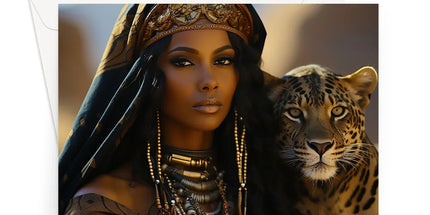 Blue Empress and The Majestic Leopard Greeting Card - D'Sare