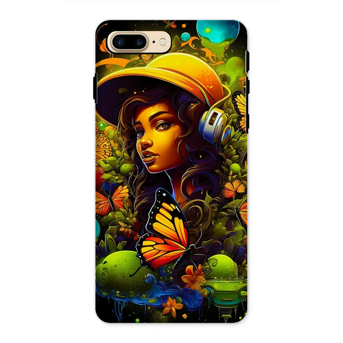Urban Girl Neon Butterfly Headphone Pop Tough Phone Case - D'Sare