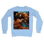 Orange Flower  Goddess Blue  Crew Neck Sweatshirt - D'Sare