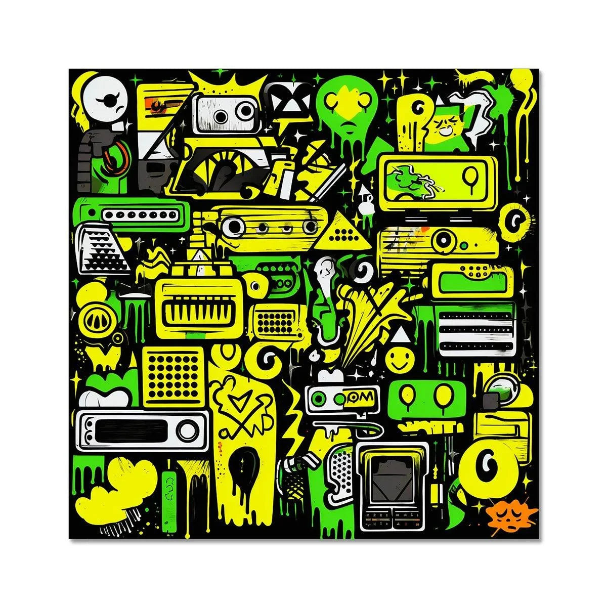 Graffiti Green and Yellow Abstract: A Dive into Vibrant Urban Art C-Type Print - D'Sare 