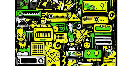 Graffiti Green and Yellow Abstract: A Dive into Vibrant Urban Art Hahnemühle German Etching Print by Prodigi