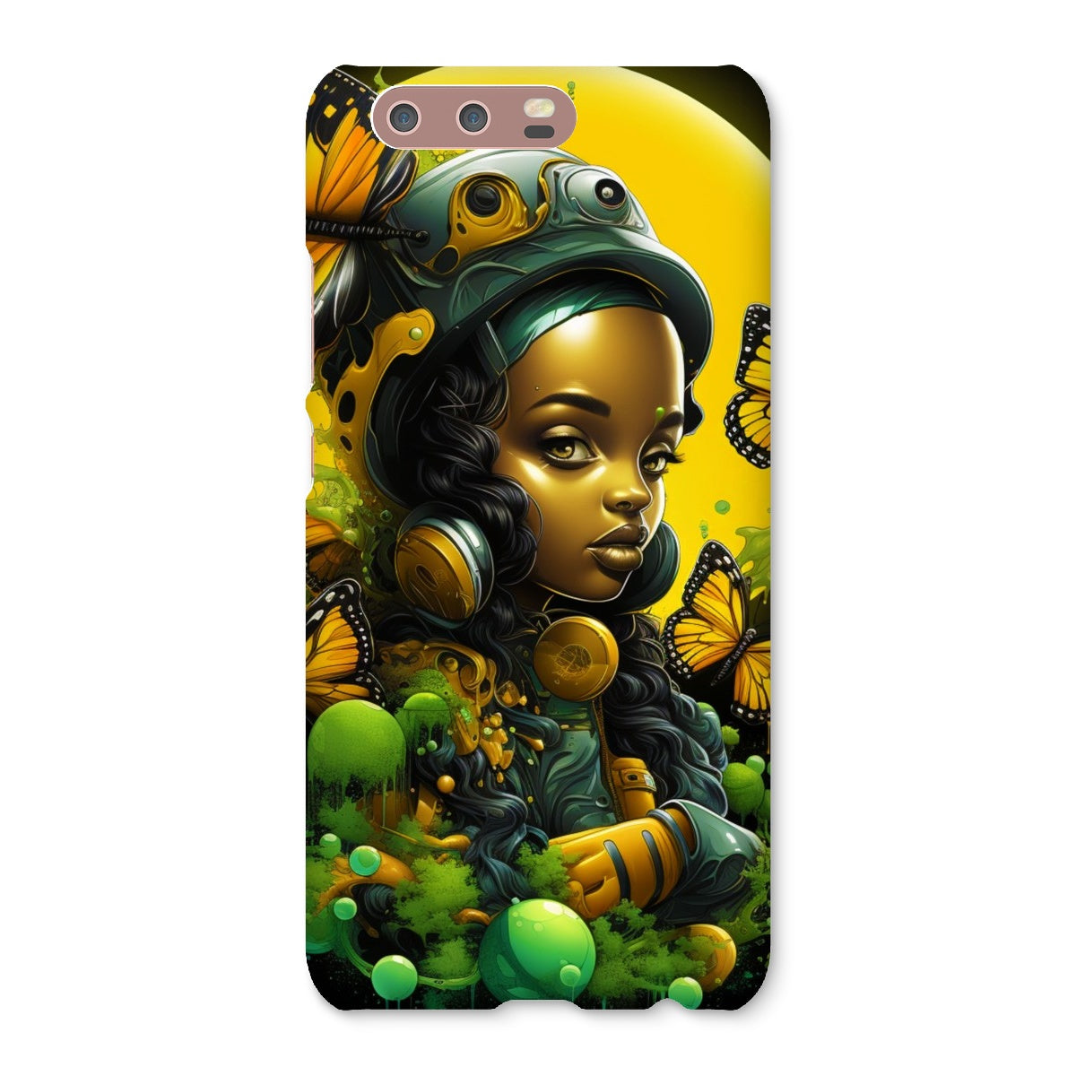 Monarch Butterfly Urban Fantasy Art Print - Afrofuturistic Girl with Butterflies Snap Phone Case