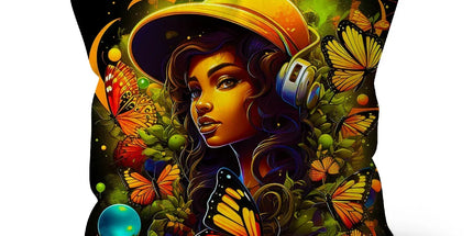 Urban Girl Neon Butterfly Headphone Pop Cushion - D'Sare
