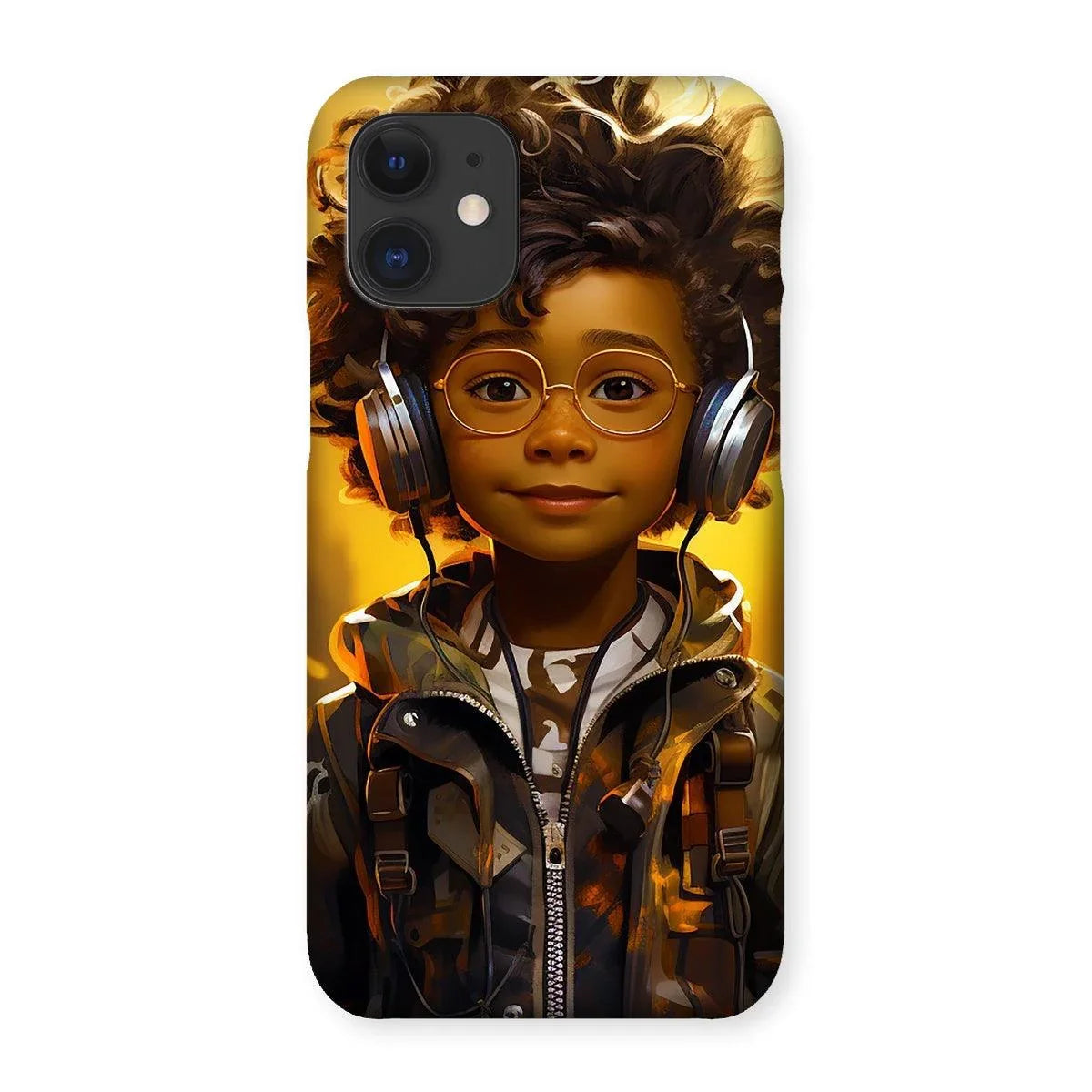 Little Boy Dino Dream Earphone: MelanatedMe Adventures by D'Sare Snap Phone Case - D'Sare 
