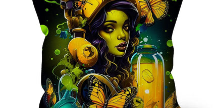 Bioluminescent Dreams | Monarch Butterfly Alchemist | Vibrant Fantasy  Cushion - D'Sare