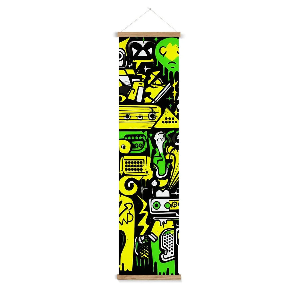 Graffiti Green and Yellow Abstract: A Dive into Vibrant Urban Art Wall Height Chart - D'Sare 