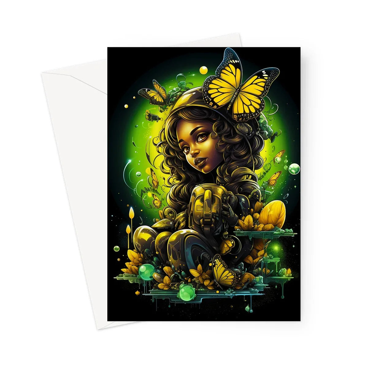 Urban Jungle Metamorphosis Muse Luminous Butterfly Queen Greeting Card - D'Sare