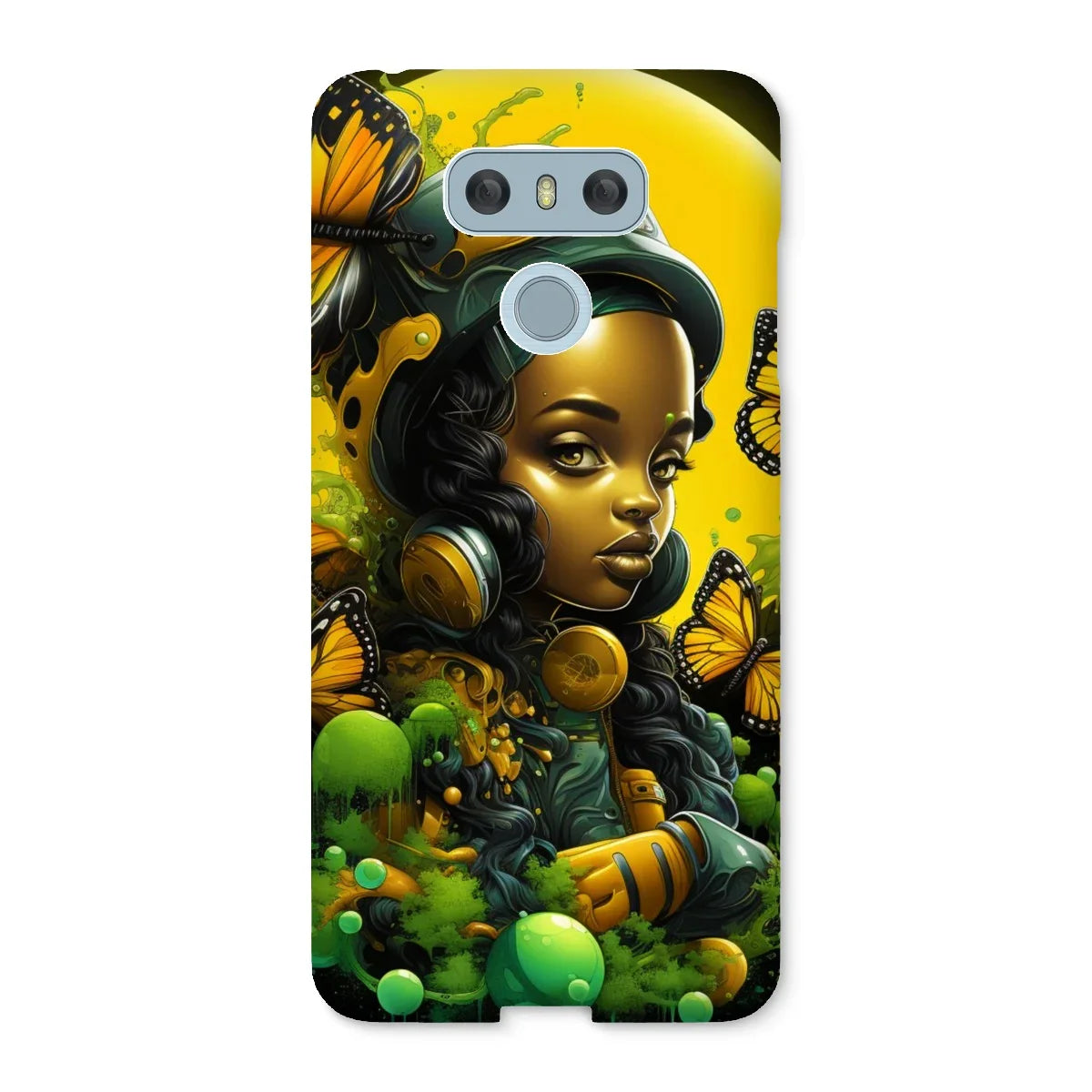Monarch Butterfly Urban Fantasy Art Print - Afrofuturistic Girl with Butterflies Snap Phone Case - D'Sare