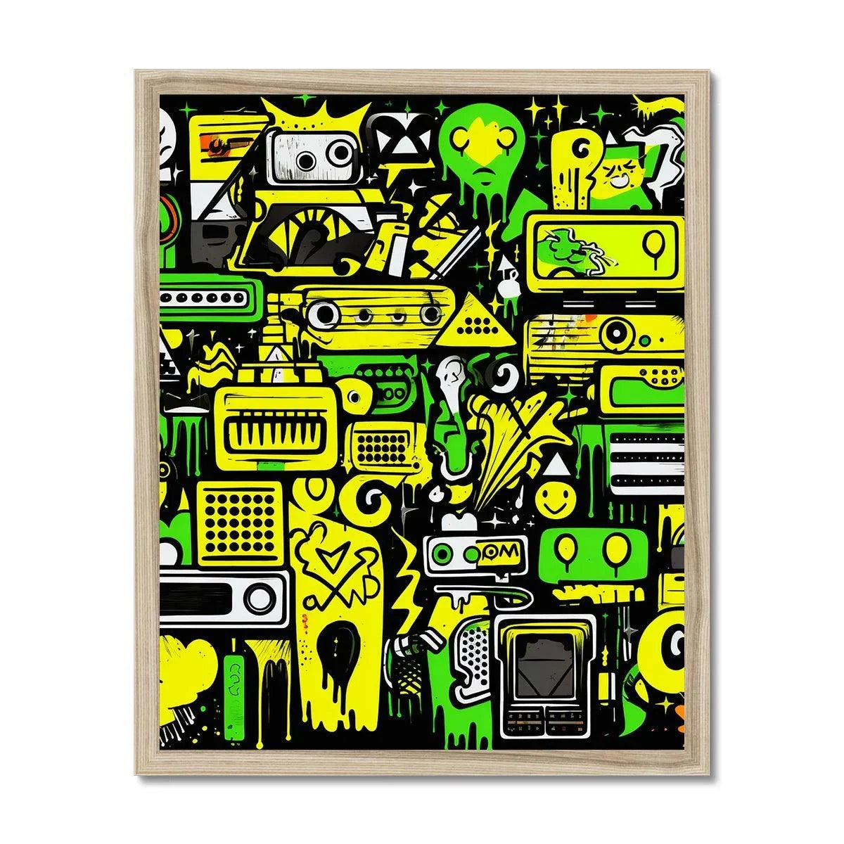 Graffiti Green and Yellow Abstract: A Dive into Vibrant Urban Art Budget Framed Poster - D'Sare 