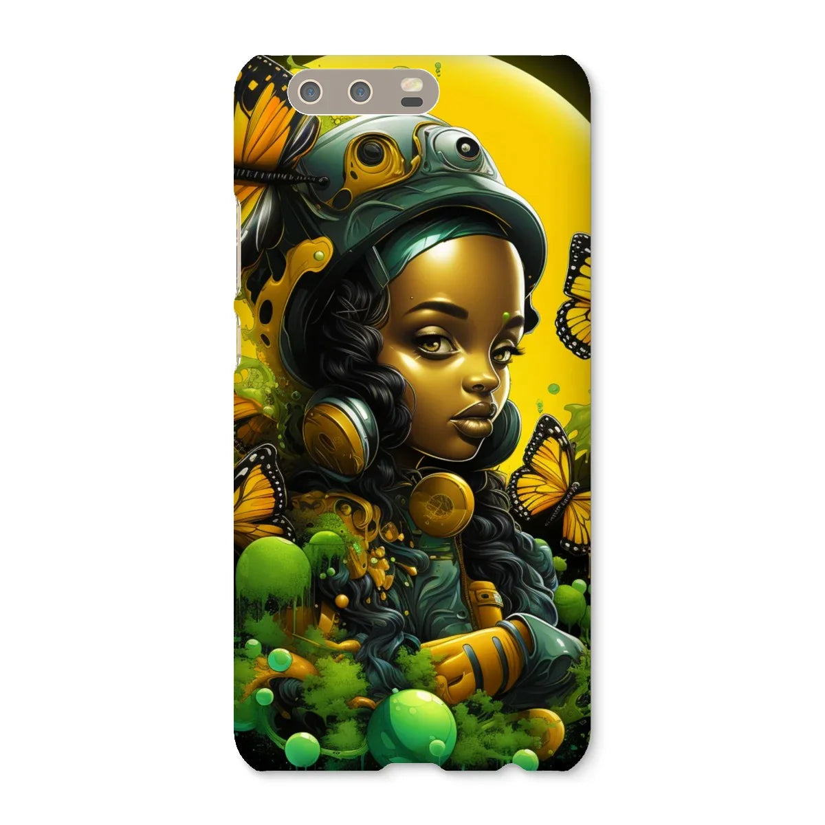 Monarch Butterfly Urban Fantasy Art Print - Afrofuturistic Girl with Butterflies Snap Phone Case - D'Sare