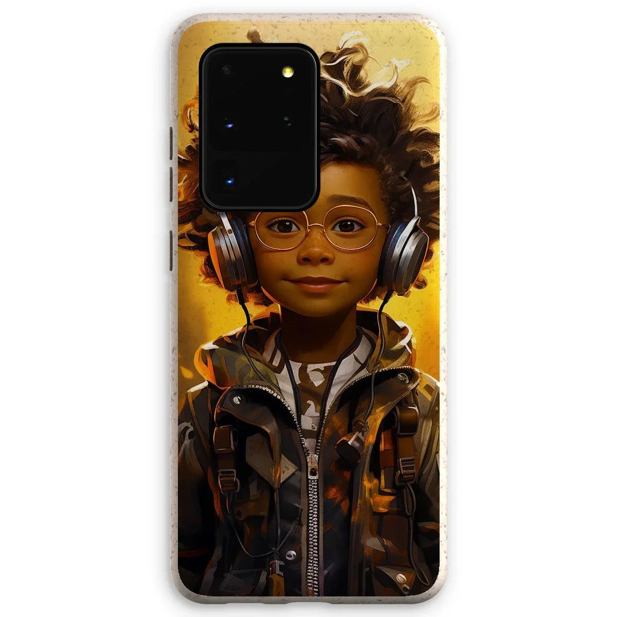 Little Boy Dino Dream Earphone: MelanatedMe Adventures by D'Sare Eco Phone Case - D'Sare 
