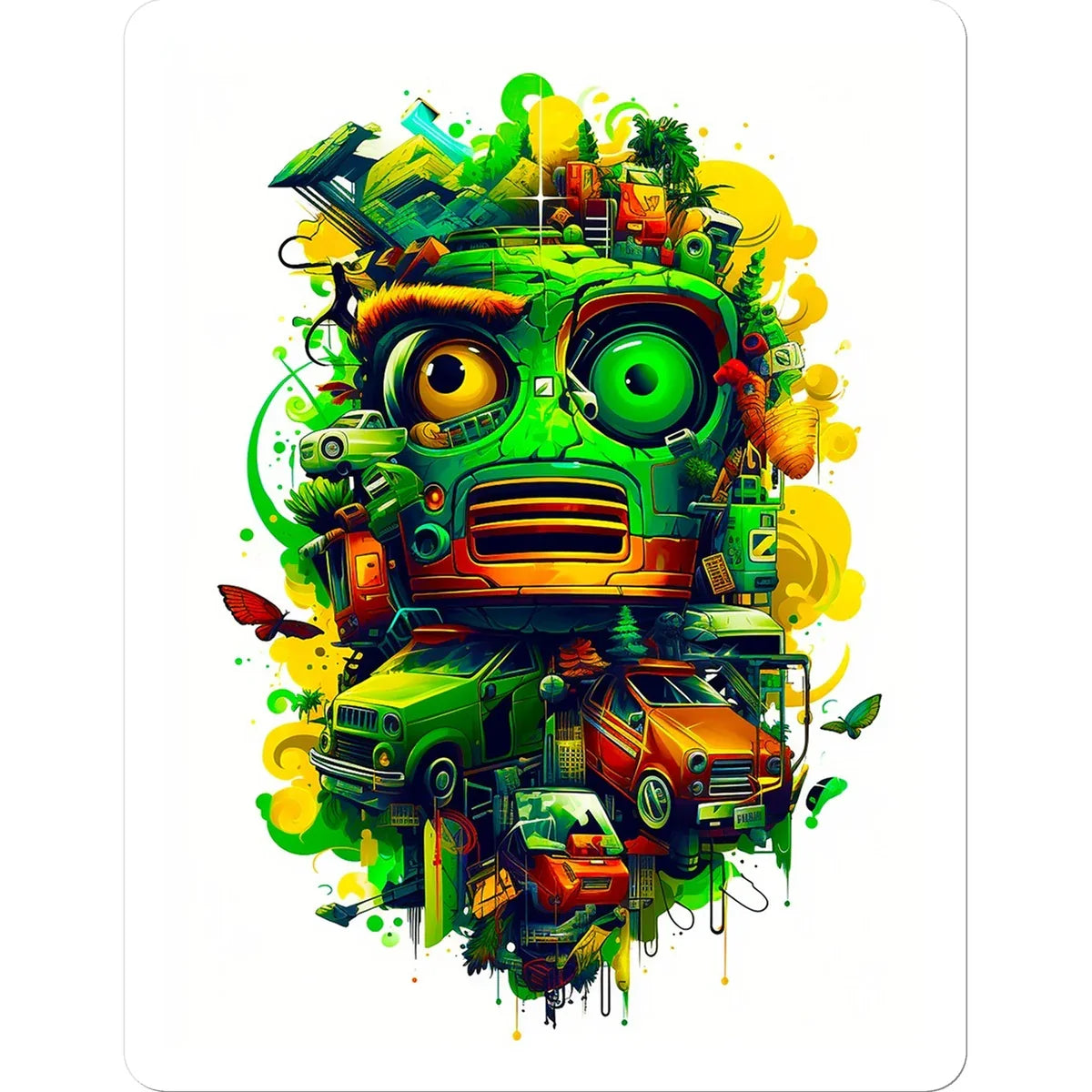 Graffiti Odyssey Surreal Urban Jungle Car Junk Yard Sticker - D'Sare