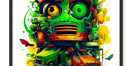 Graffiti Odyssey Surreal Urban Jungle Car Junk Yard Framed Photo Tile by D'Sare