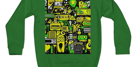 Graffiti Green and Yellow Abstract: A Dive into Vibrant Urban Art Kids Sweatshirt by Prodigi
