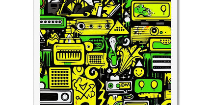 Graffiti Green and Yellow Abstract: A Dive into Vibrant Urban Art Budget Framed Poster by Prodigi