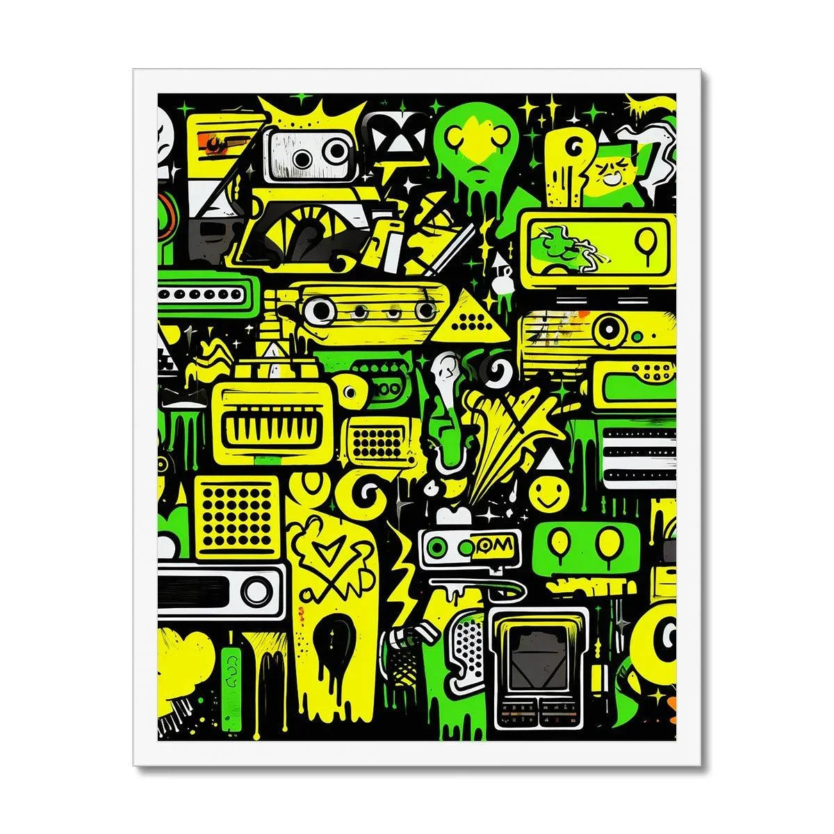 Graffiti Green and Yellow Abstract: A Dive into Vibrant Urban Art Budget Framed Poster - D'Sare 