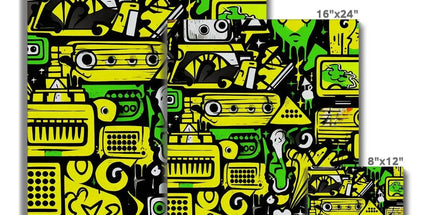 Graffiti Green and Yellow Abstract: A Dive into Vibrant Urban Art Eco Canvas by Prodigi