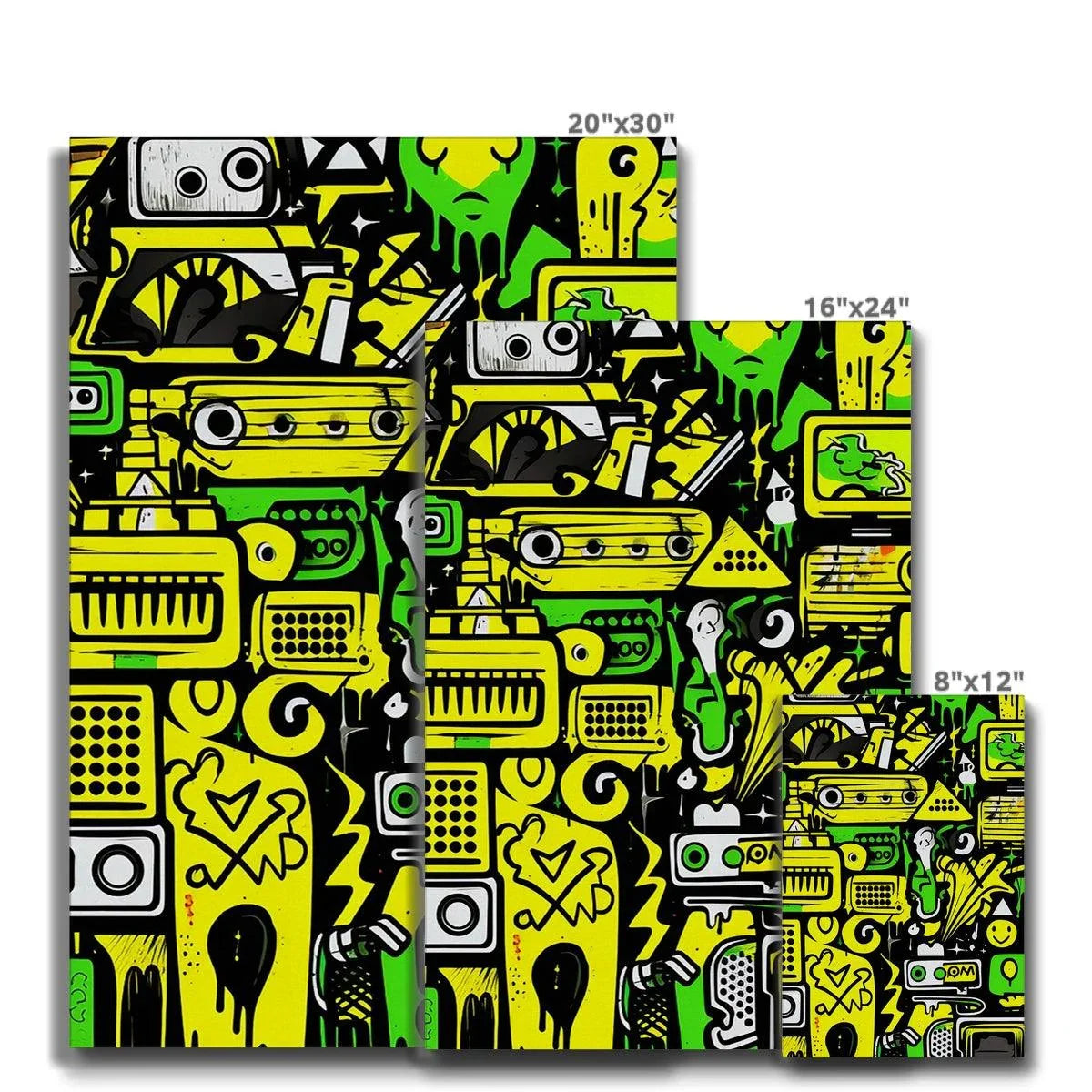 Graffiti Green and Yellow Abstract: A Dive into Vibrant Urban Art Eco Canvas - D'Sare 
