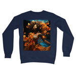 Orange Flower  Goddess Blue  Crew Neck Sweatshirt