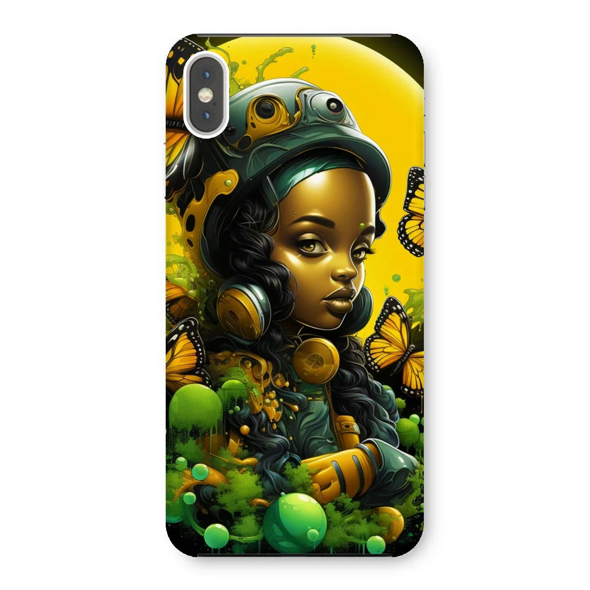 Monarch Butterfly Urban Fantasy Art Print - Afrofuturistic Girl with Butterflies Snap Phone Case - D'Sare