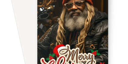 Merry Christmas Black Grandpa , Long Hair Ethnic Greeting Card - D'Sare